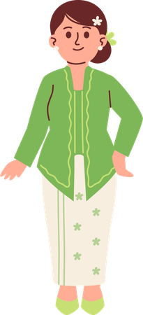 Woman in Kebaya Attire  Illustration