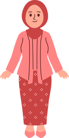 Woman in Kebaya Attire  Illustration