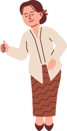 Woman in Kebaya Attire showing thumbs up  Illustration