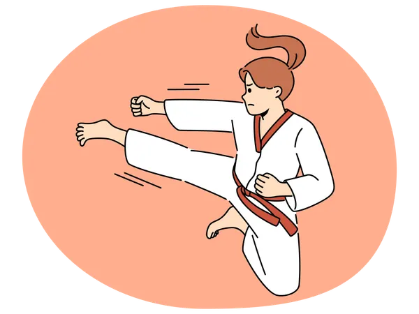 Woman in kimono practice karate  Illustration