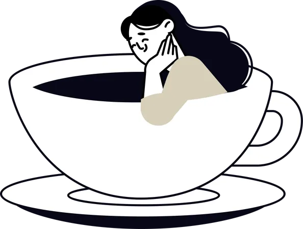 Woman in love with Cappuccino  Illustration