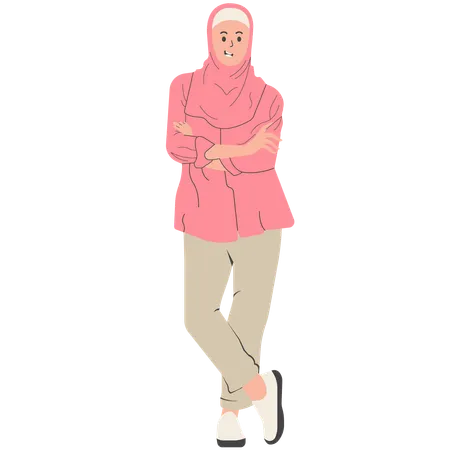 Woman in Modern Clothing and Abaya Hijab  イラスト