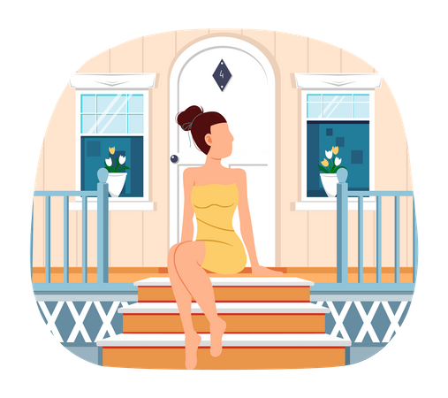 Woman in nightwear relaxing  Illustration