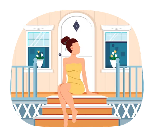 Woman in nightwear relaxing  Illustration