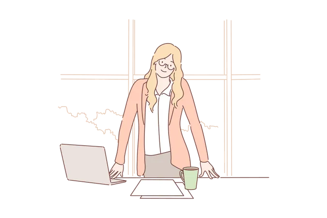 Woman in office  Illustration