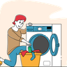 illustration launderette washing