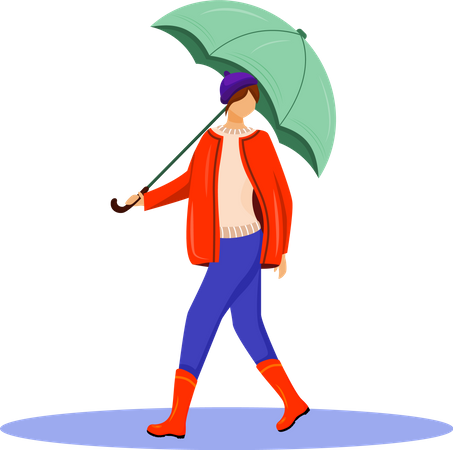 Woman in pullover and red jacket Illustration
