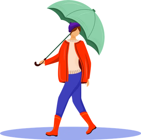 Woman in pullover and red jacket  Illustration