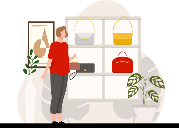 Woman In Purse Store Illustration