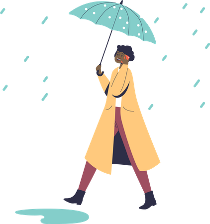 Woman in rain Illustration