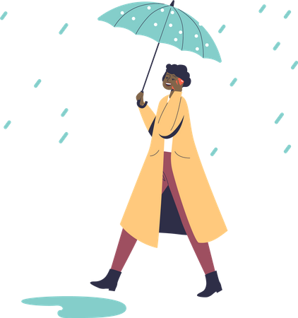 Woman in rain  Illustration