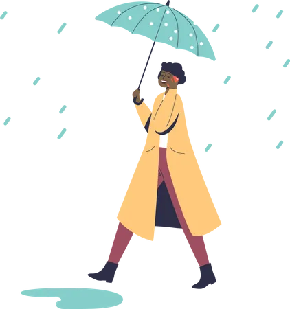 Woman in rain  Illustration