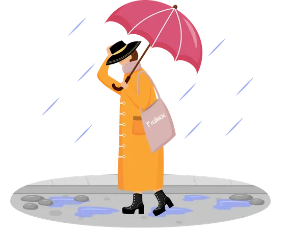 Woman in raincoat Illustration