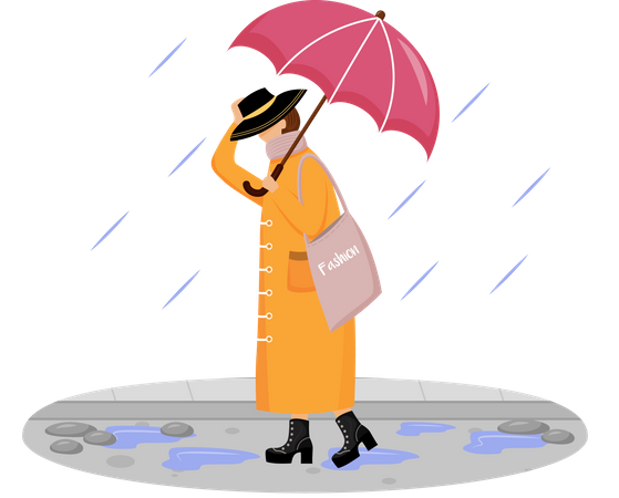 Woman in raincoat  Illustration