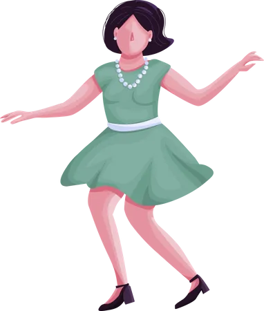 Woman In Retro Clothes Dancing Flat Color Vector Faceless Character Girl Performing Twist Dance Female At Vintage Revival Party Isolated Cartoon Illustration For Web Graphic Design And Animation Illustration
