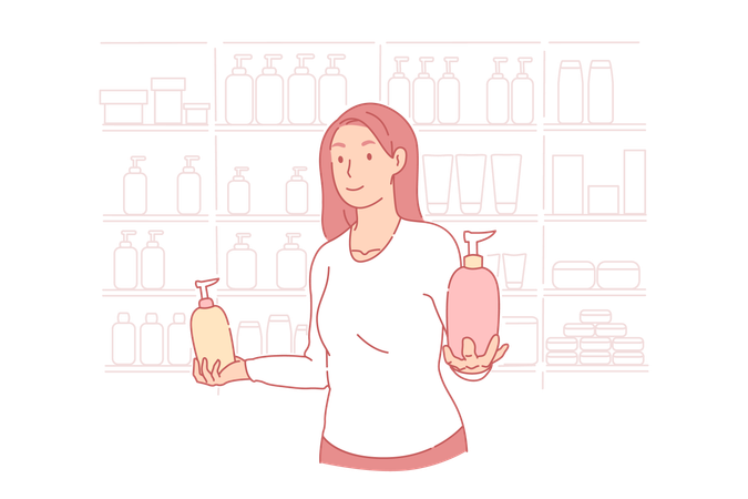 Woman in salon offers care products  イラスト