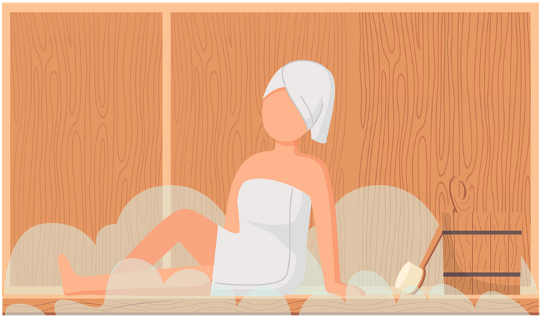 Woman in sauna  Illustration
