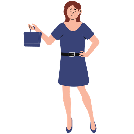 Woman in Short Dress Outfit  Illustration