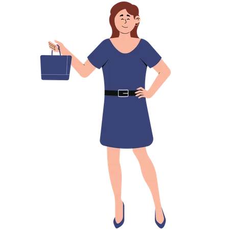 Woman in Short Dress Outfit  Illustration