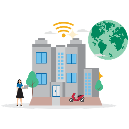 Woman in Smart city  Illustration