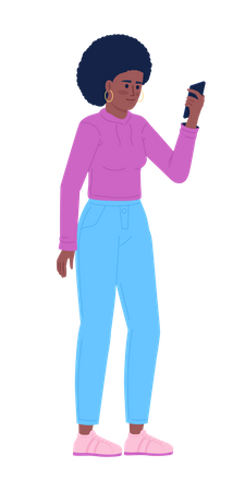 Woman in sportswear holding smartphone  Illustration