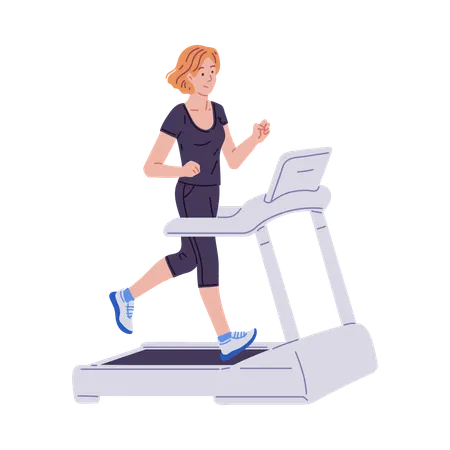 Woman in sportswear running on a treadmill  Illustration
