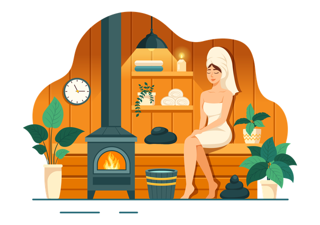 Woman In Steam Room  Illustration