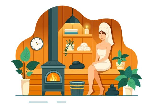 Woman In Steam Room  Illustration