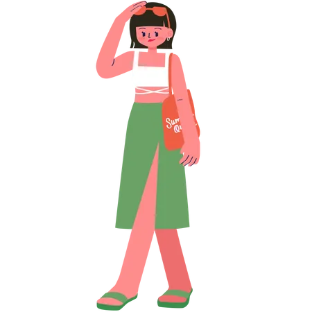 Woman in stylish clothes  Illustration