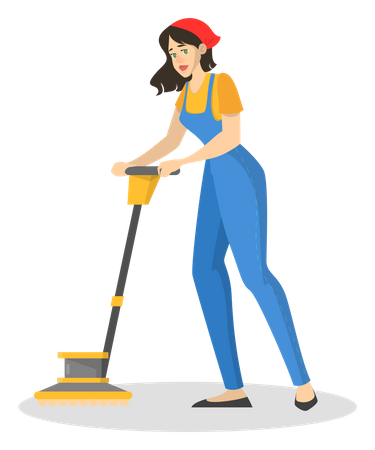 Woman in the uniform cleaning floor using vacuum cleaner  Illustration