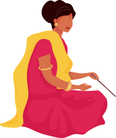 Woman in traditional sari Illustration