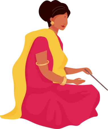 Woman in traditional sari  Illustration