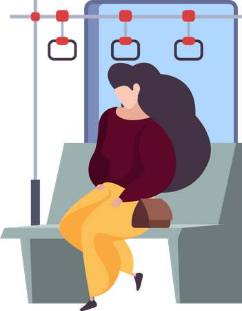 Woman In Train  Illustration
