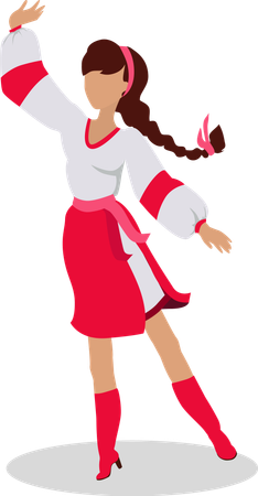 Woman in Ukrainian National Clothes Dance  Illustration