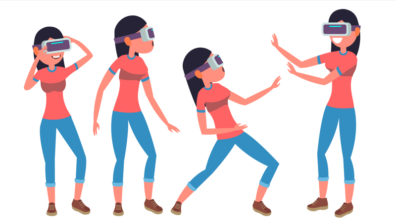 Woman In Virtual Reality Glasses  Illustration