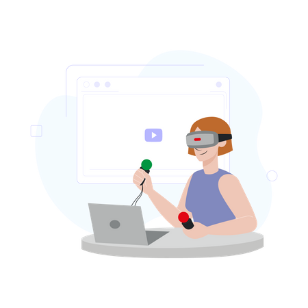 Woman in VR glasses  Illustration