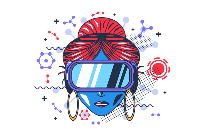 Woman in vr glasses  Illustration