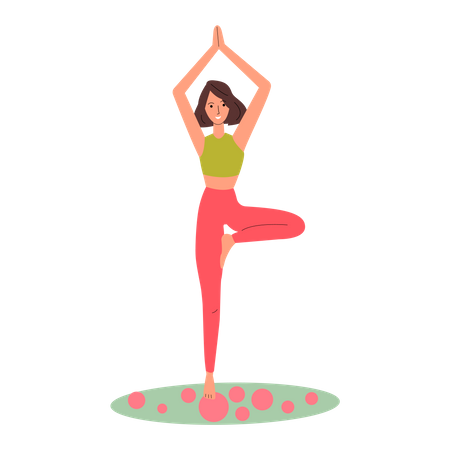 Woman in yoga balance tree pose Illustration