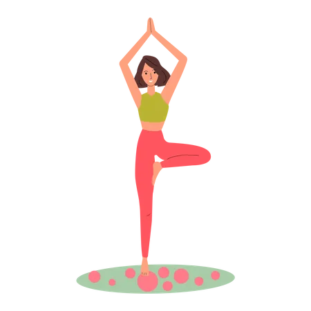 Woman in yoga balance tree pose  Illustration