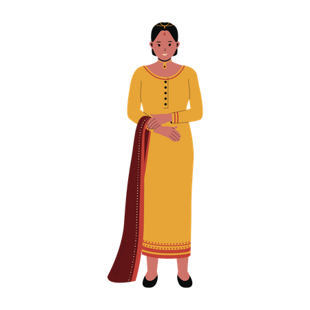 Woman Indian in traditional clothes  Illustration