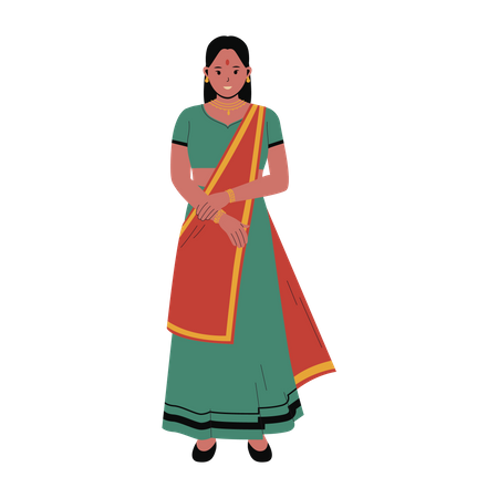 Woman Indian in traditional clothes  일러스트레이션