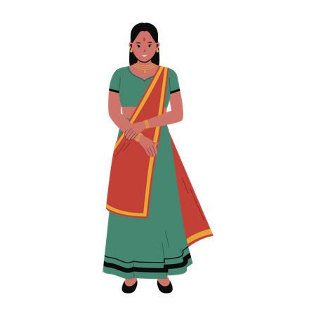 Woman Indian in traditional clothes  Illustration