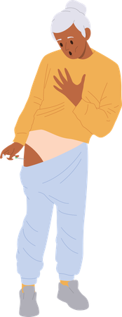 Woman injects herself on hips  Illustration
