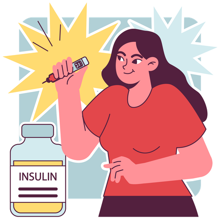 Woman injects insulin in her body  Illustration