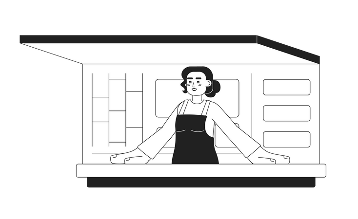 Woman inside food track  Illustration