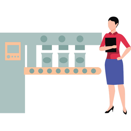 Woman inspecting packaging  Illustration