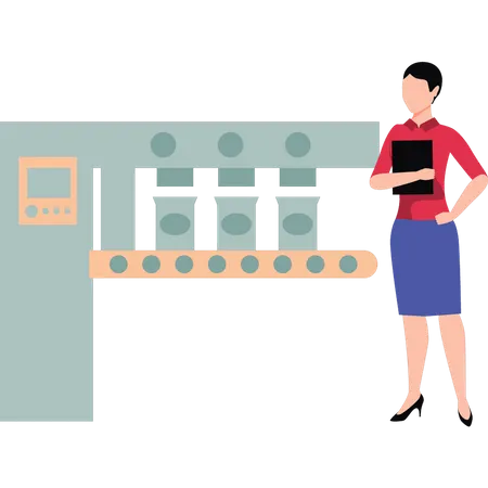 Woman inspecting packaging  Illustration