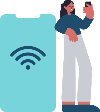 Woman installing Smart Control  Illustration