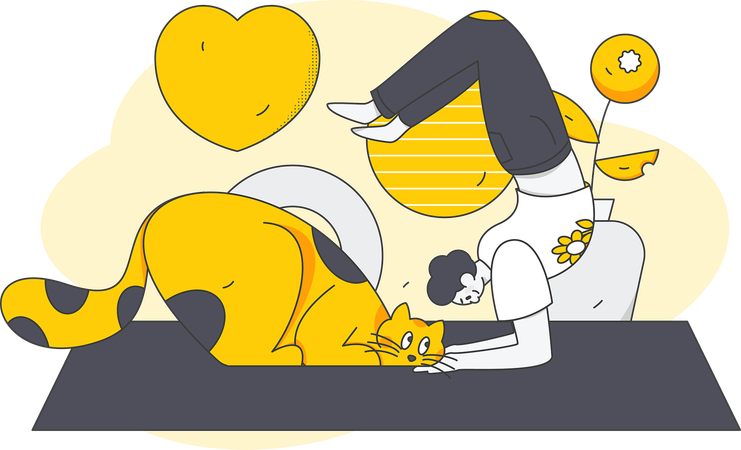 Woman instructs clients to do yoga  Illustration