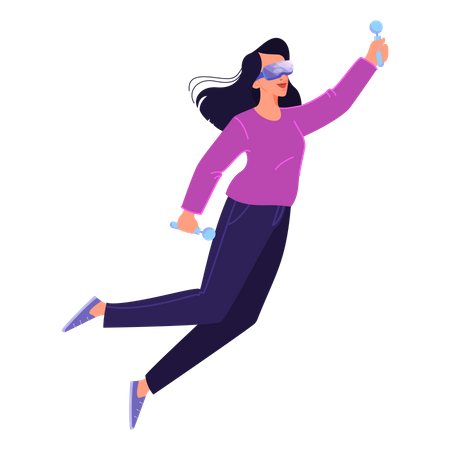 Woman interacting in virtual reality Illustration